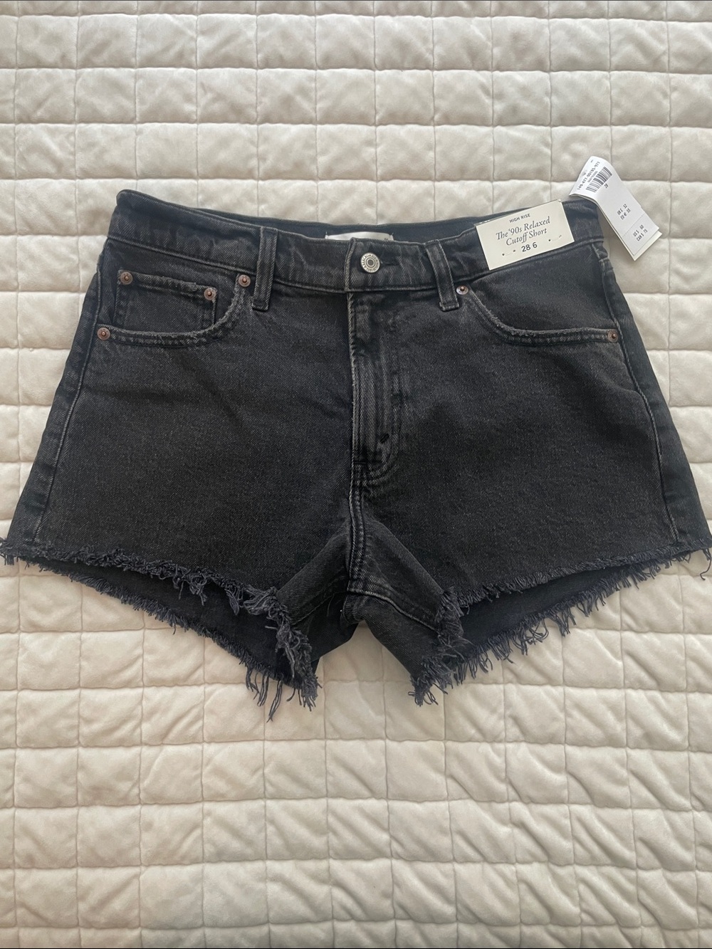 Abercrombie & Fitch Black High-Rise shorts. The 90’s relaxed cutoff short